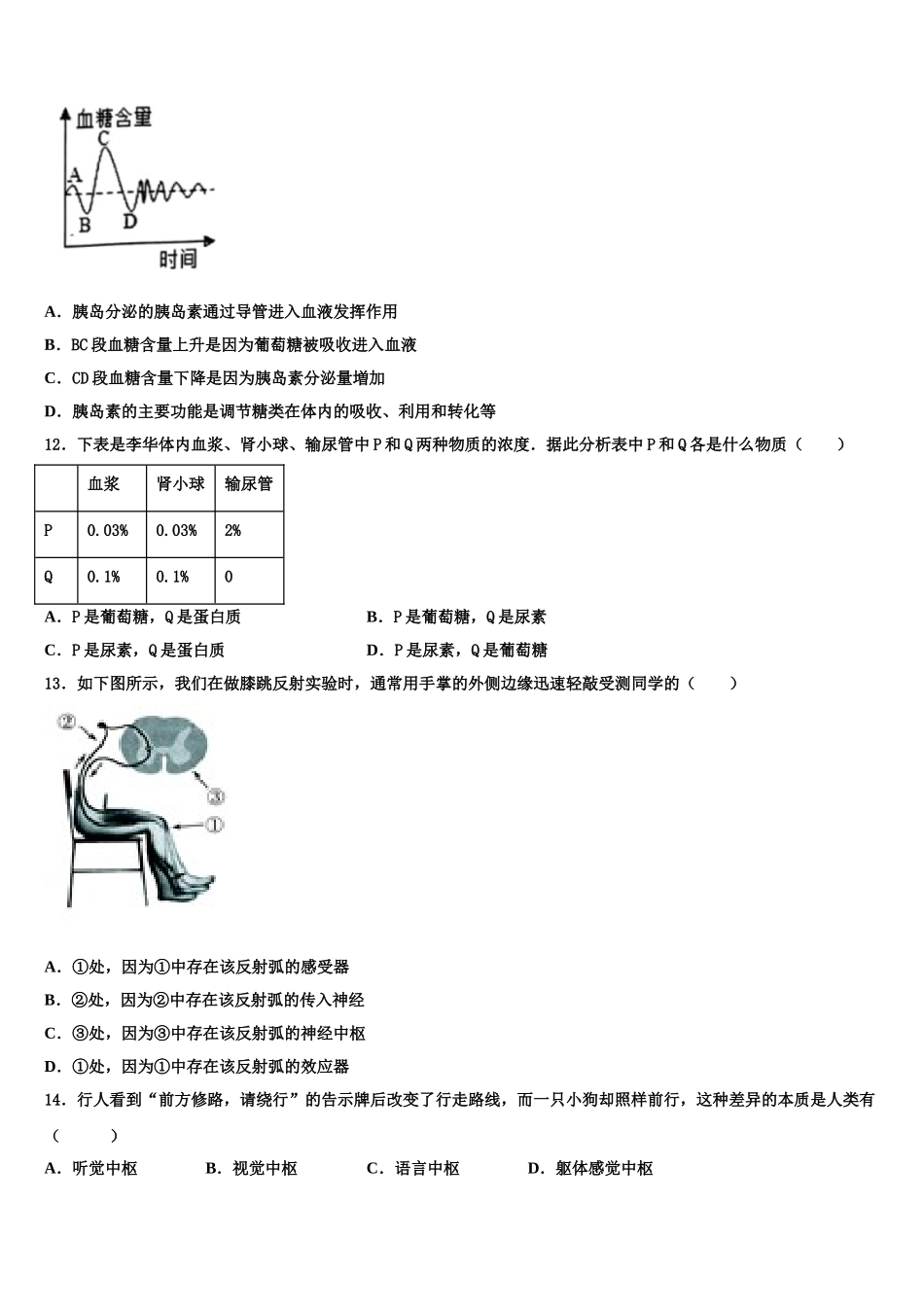 2024-2025学年北京市石景山区七年级生物第二学期期末统考模拟试题含解析_第3页