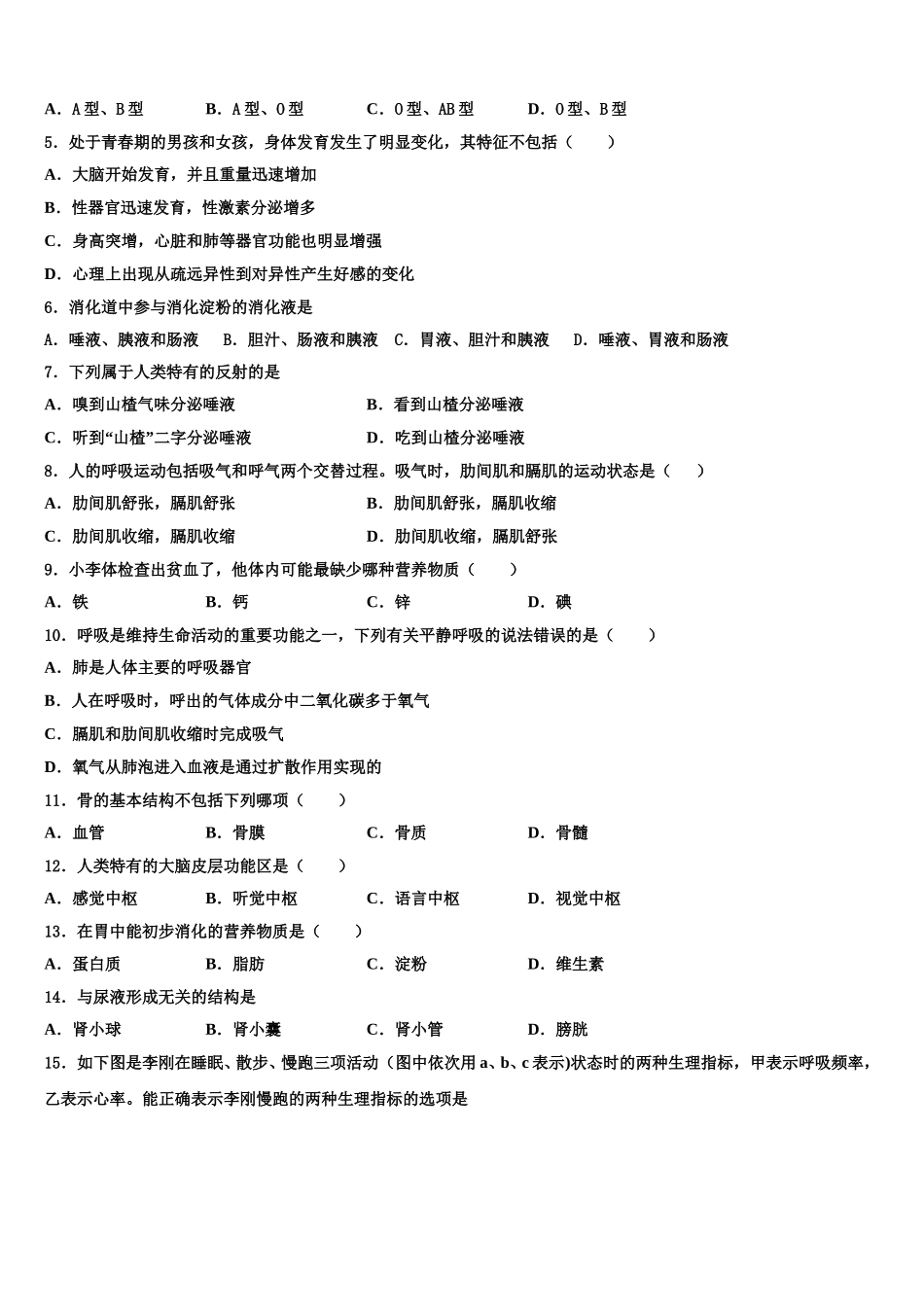 北京市昌平临川育人学校2024-2025学年七年级生物第二学期期末预测试题含解析_第2页
