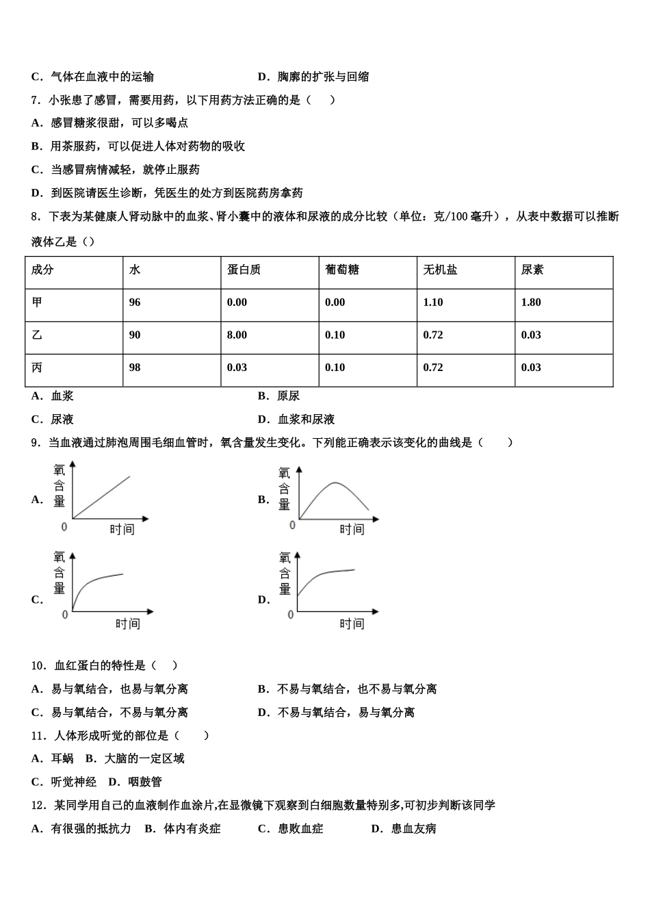 2025届北京市第十二中学生物七年级第二学期期末学业水平测试模拟试题含解析_第2页