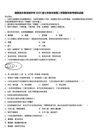 福建省永春汤城中学2025届七年级生物第二学期期末联考模拟试题含解析