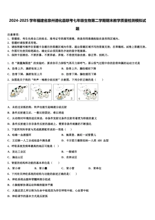 2024-2025学年福建省泉州德化县联考七年级生物第二学期期末教学质量检测模拟试题含解析