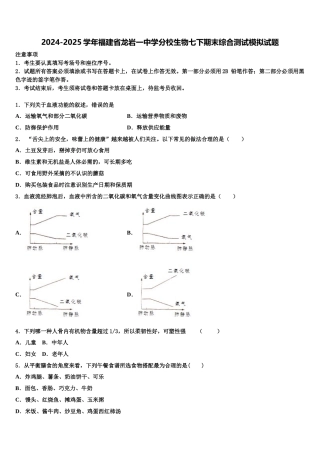 2024-2025学年福建省龙岩一中学分校生物七下期末综合测试模拟试题含解析