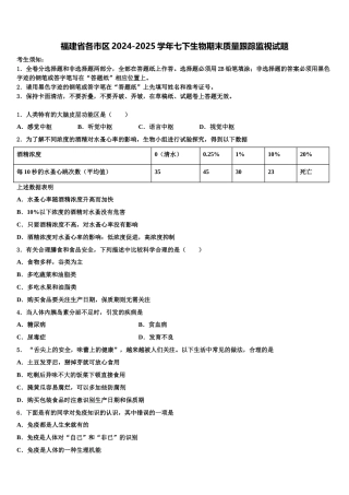 福建省各市区2024-2025学年七下生物期末质量跟踪监视试题含解析