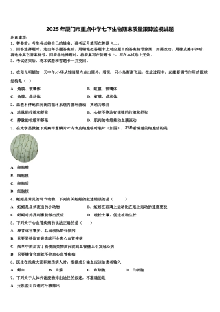 2025年厦门市重点中学七下生物期末质量跟踪监视试题含解析