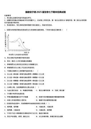 福建省宁德2025届生物七下期末经典试题含解析