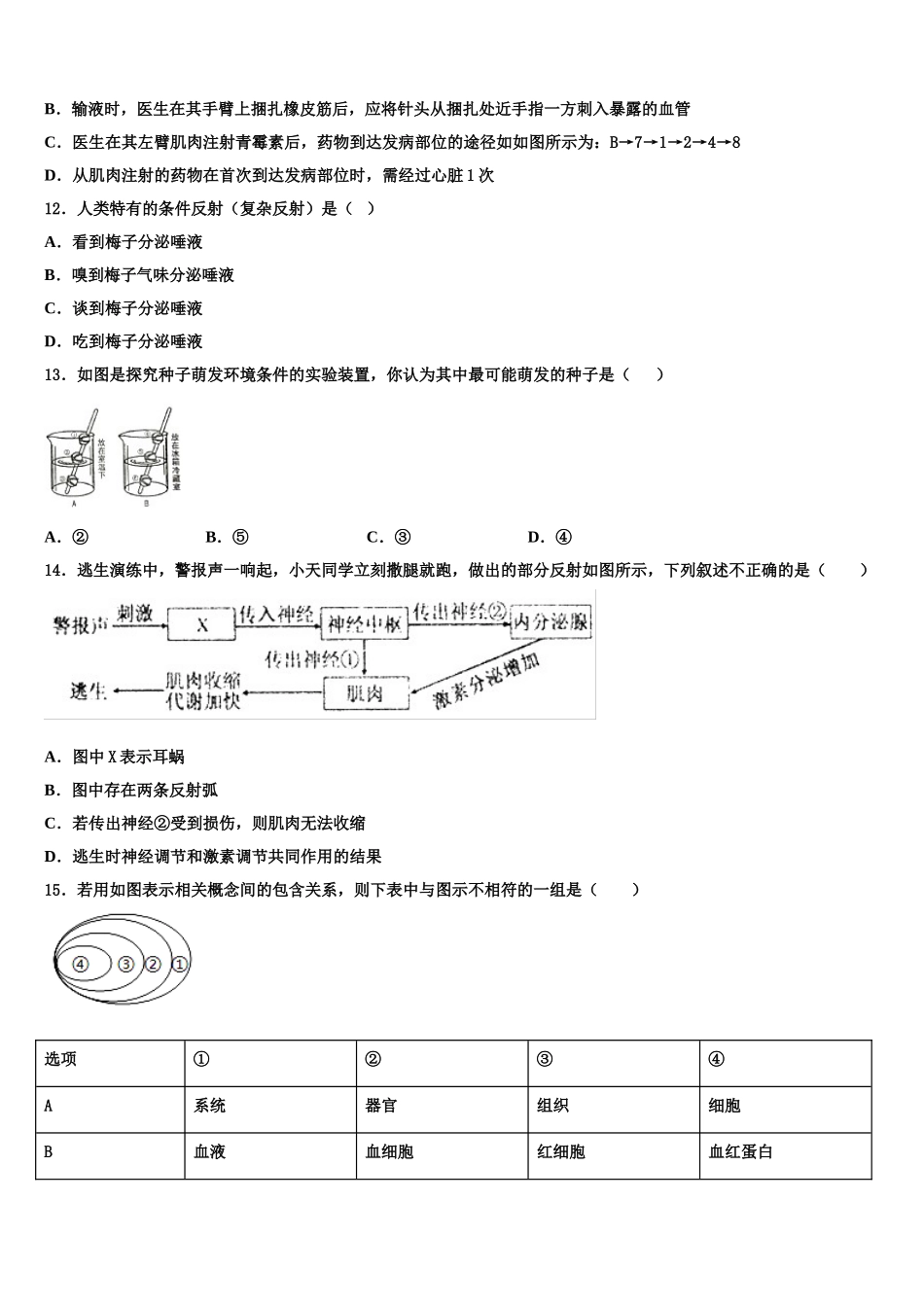 福建省厦门市思明区大同中学2025年七年级生物第二学期期末教学质量检测模拟试题含解析_第3页