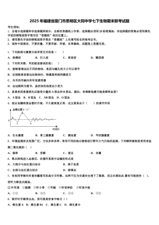 2025年福建省厦门市思明区大同中学七下生物期末联考试题含解析