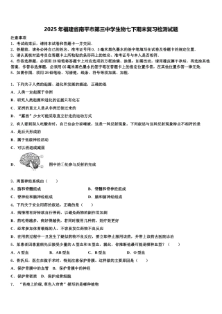 2025年福建省南平市第三中学生物七下期末复习检测试题含解析
