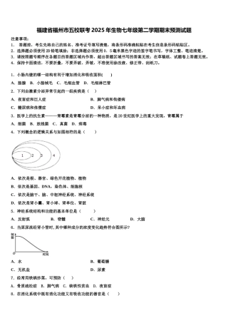 福建省福州市五校联考2025年生物七年级第二学期期末预测试题含解析