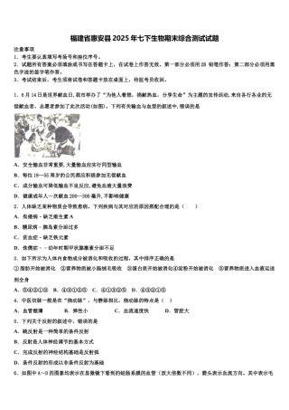 福建省惠安县2025年七下生物期末综合测试试题含解析