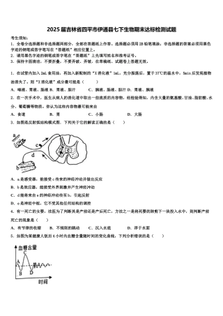 2025届吉林省四平市伊通县七下生物期末达标检测试题含解析