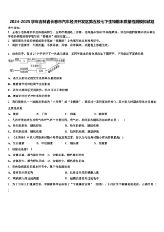2024-2025学年吉林省长春市汽车经济开发区第五校七下生物期末质量检测模拟试题含解析