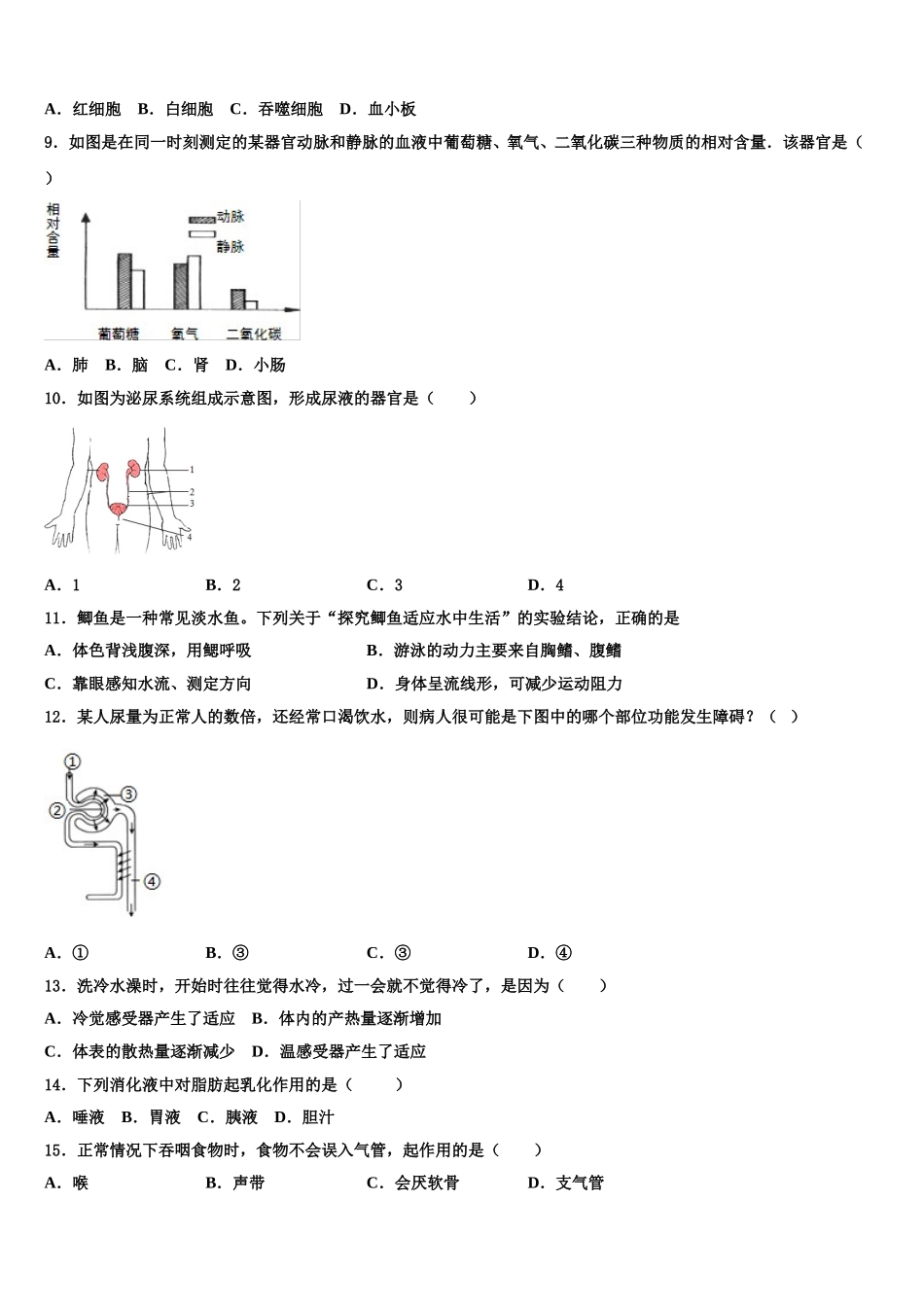 吉林省舒兰市2024-2025学年生物七年级第二学期期末监测模拟试题含解析_第2页
