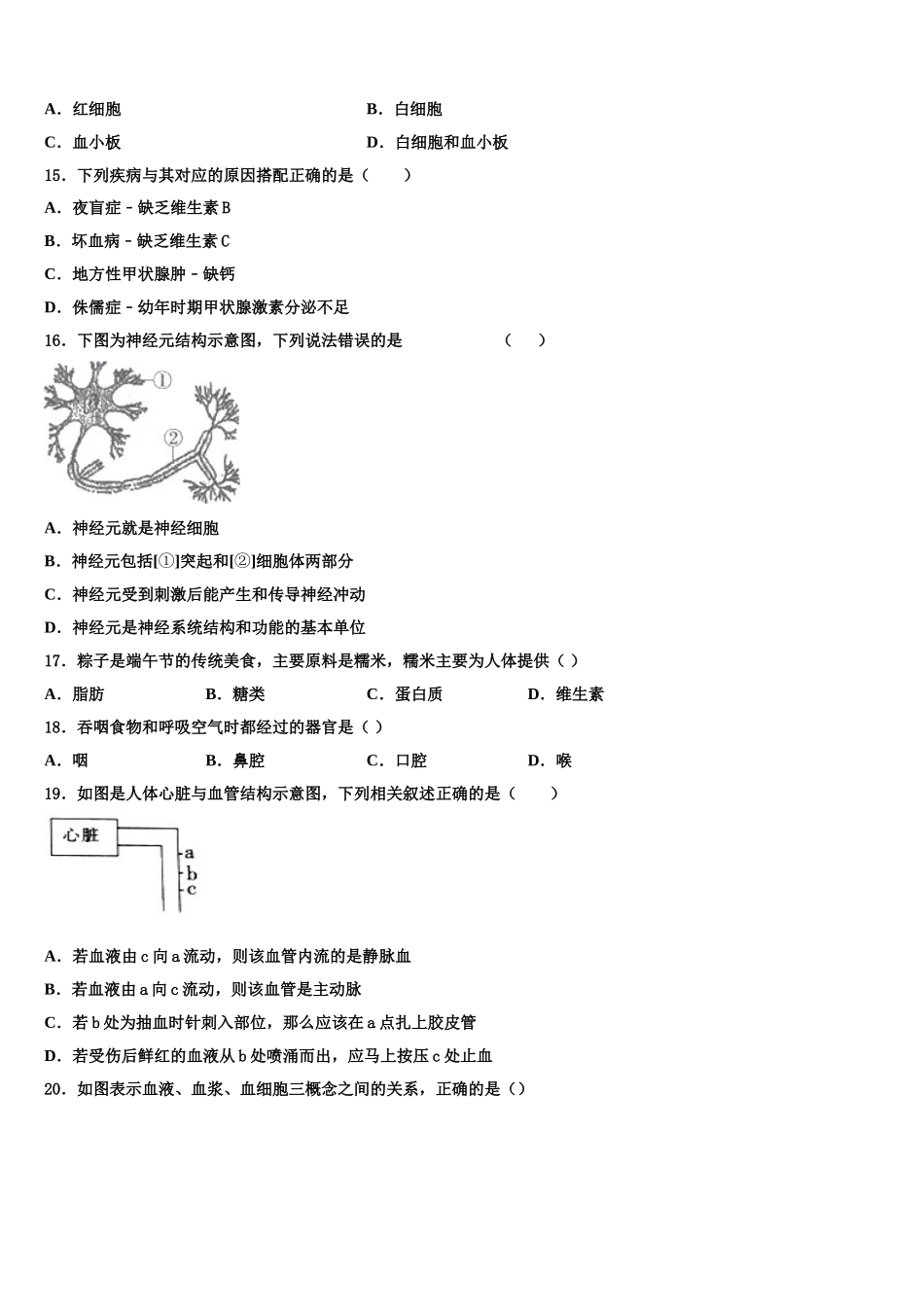 2025年白山市重点中学生物七年级第二学期期末学业质量监测试题含解析_第3页