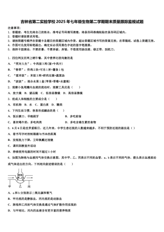 吉林省第二实验学校2025年七年级生物第二学期期末质量跟踪监视试题含解析