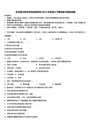 东北师大附中净月实验学校2025年生物七下期末复习检测试题含解析