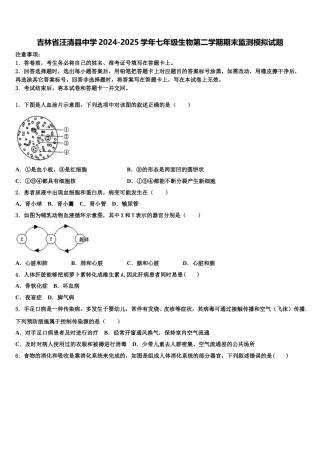 吉林省汪清县中学2024-2025学年七年级生物第二学期期末监测模拟试题含解析