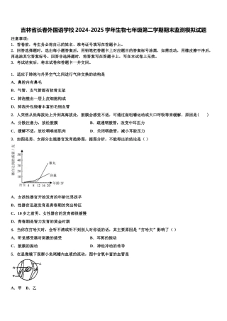 吉林省长春外国语学校2024-2025学年生物七年级第二学期期末监测模拟试题含解析
