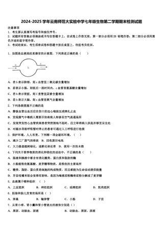 2024-2025学年云南师范大实验中学七年级生物第二学期期末检测试题含解析