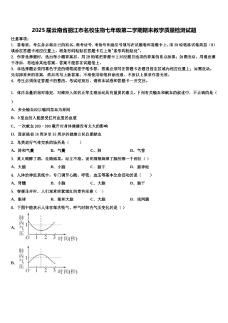2025届云南省丽江市名校生物七年级第二学期期末教学质量检测试题含解析