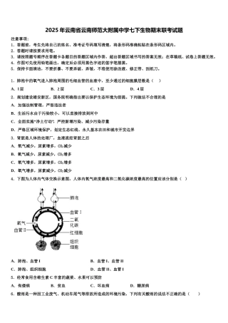 2025年云南省云南师范大附属中学七下生物期末联考试题含解析