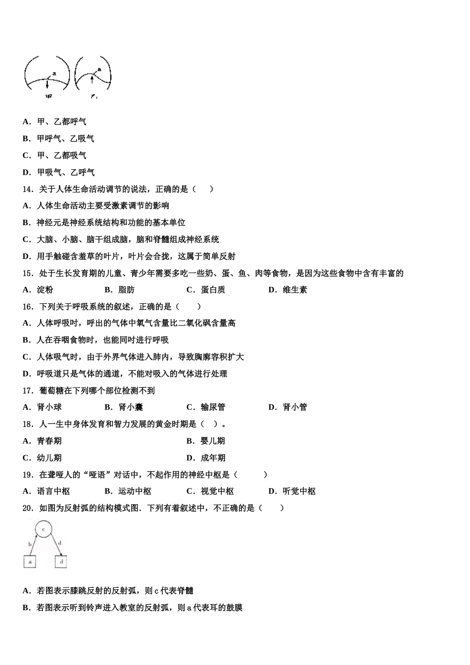 云南省曲靖市沾益县2024-2025学年生物七下期末调研试题含解析_第3页