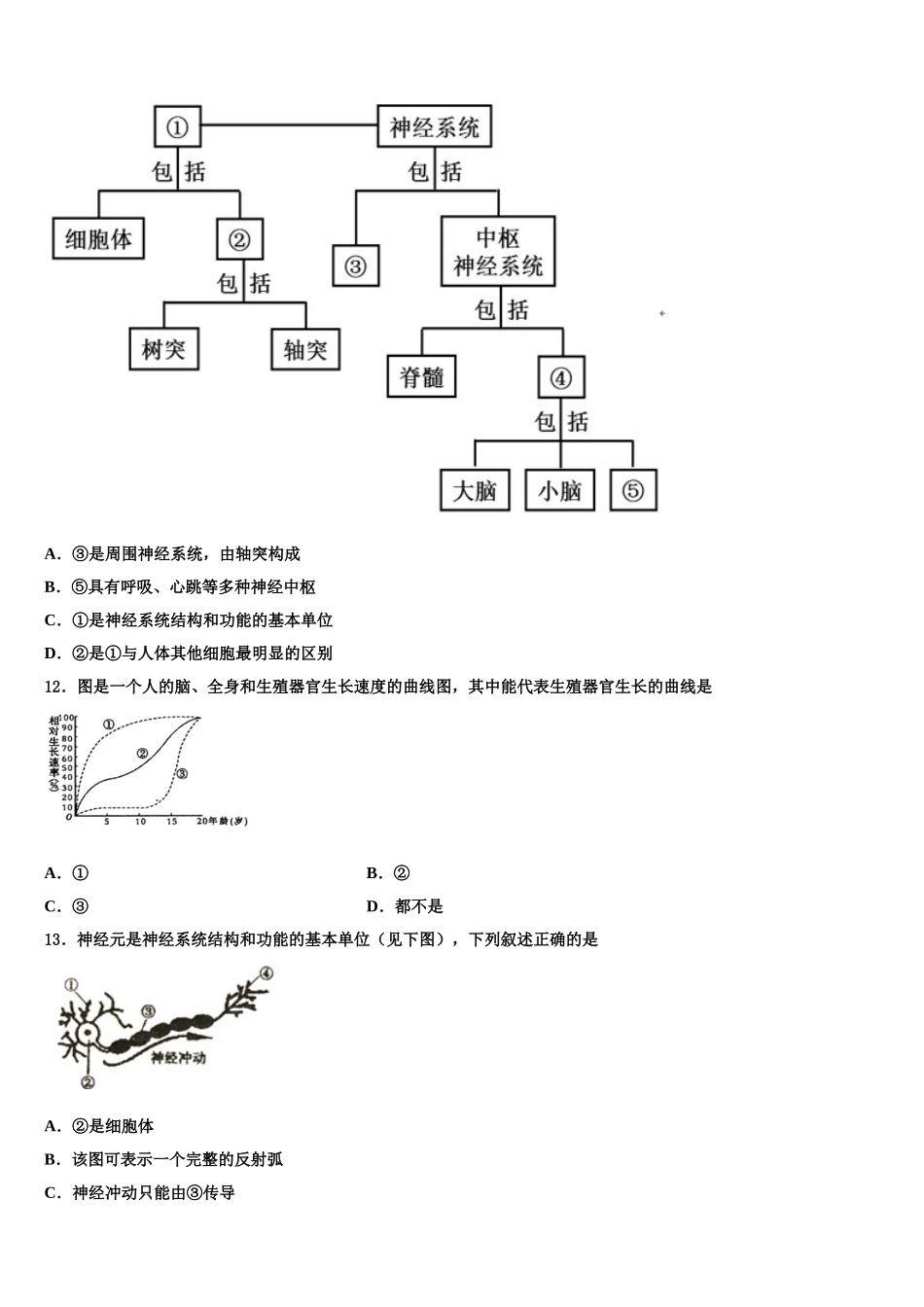 云南师大附中呈贡校区2024-2025学年七年级生物第二学期期末考试试题含解析_第3页