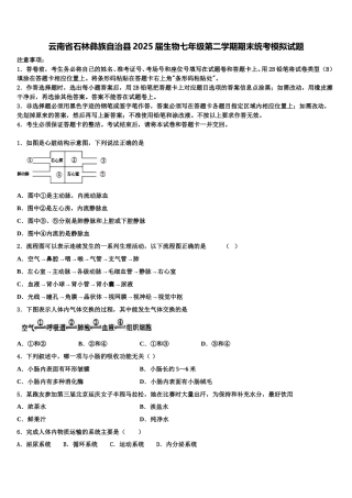 云南省石林彝族自治县2025届生物七年级第二学期期末统考模拟试题含解析