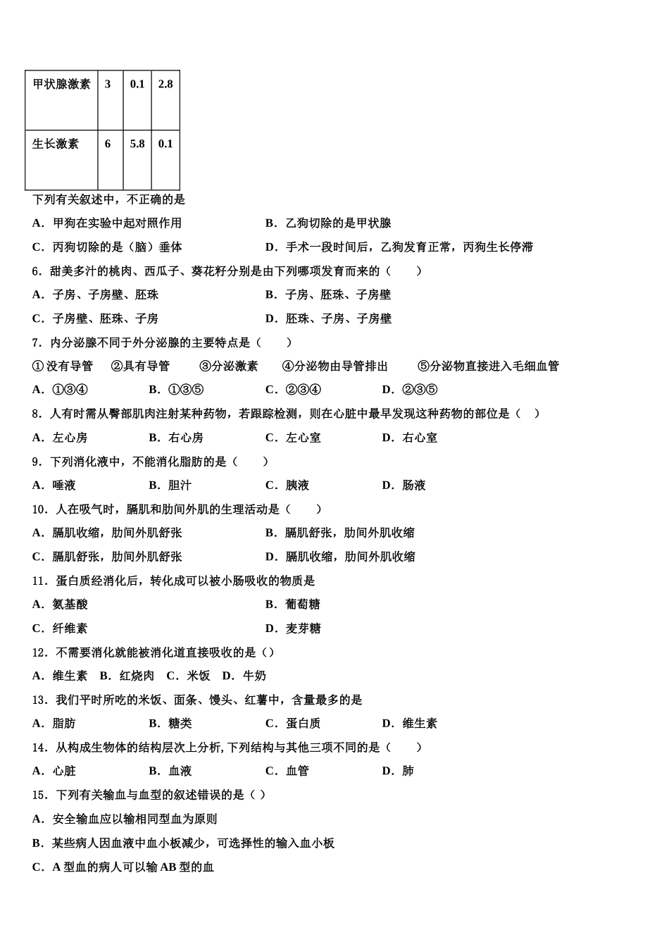 云南省昆明盘龙区联考2025届生物七下期末质量跟踪监视模拟试题含解析_第2页