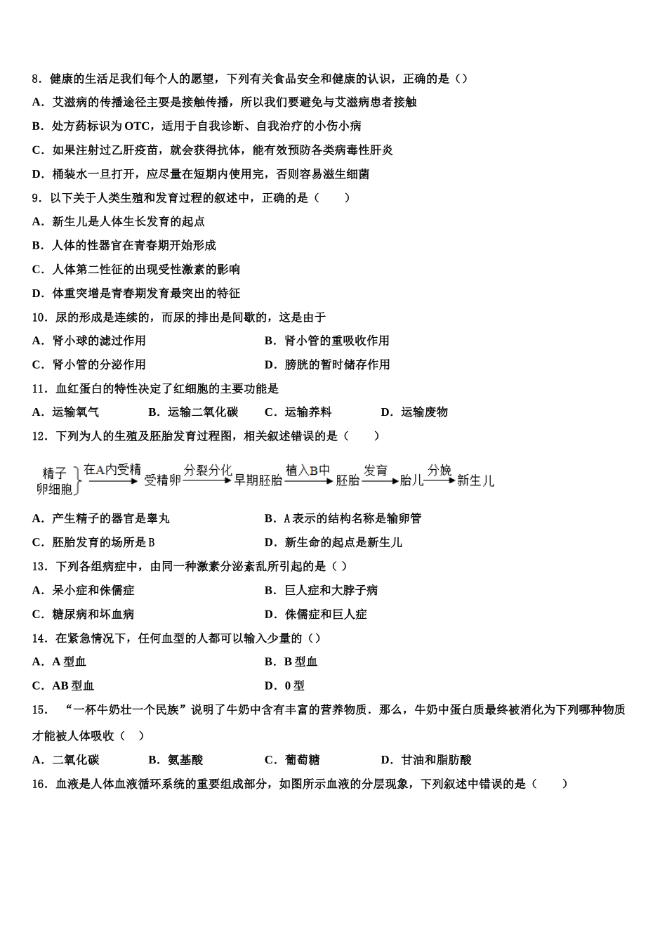 2025年云南省师宗县生物七下期末联考模拟试题含解析_第2页