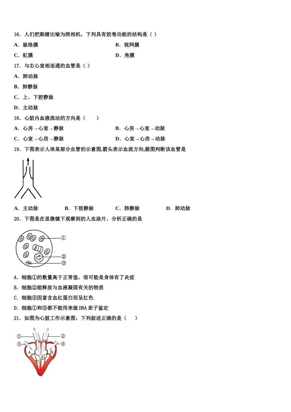 2024-2025学年云南省玉溪市生物七年级第二学期期末调研模拟试题含解析_第3页