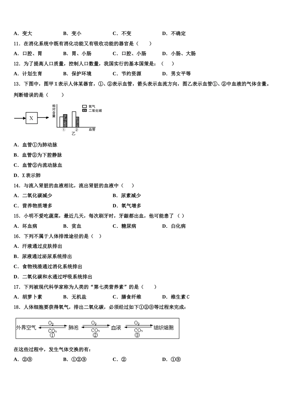 山东省莱城区刘仲莹中学2025届生物七下期末学业水平测试模拟试题含解析_第2页