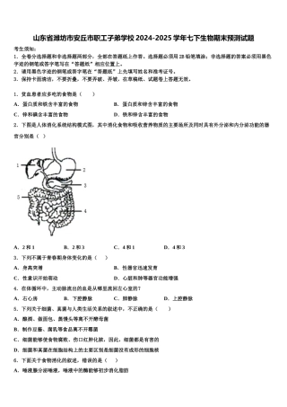 山东省潍坊市安丘市职工子弟学校2024-2025学年七下生物期末预测试题含解析