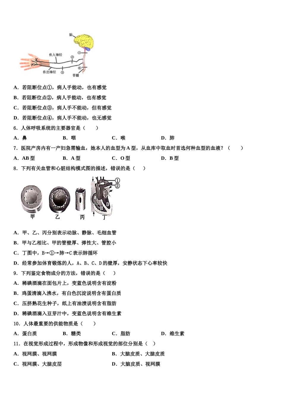 山东省东营市2025年七年级生物第二学期期末达标检测试题含解析_第2页