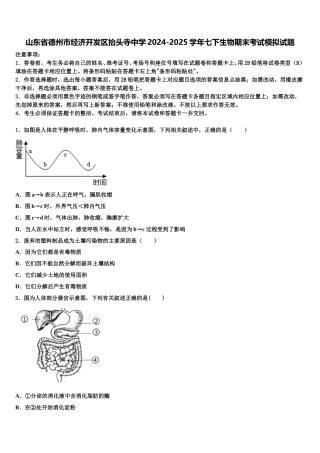 山东省德州市经济开发区抬头寺中学2024-2025学年七下生物期末考试模拟试题含解析