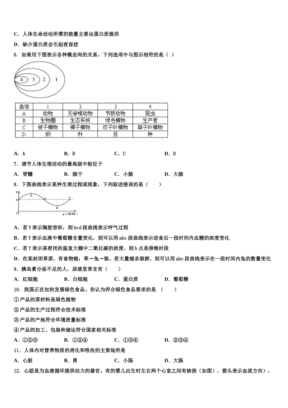 2025届山东省淄博市临淄区七年级生物第二学期期末统考试题含解析_第2页
