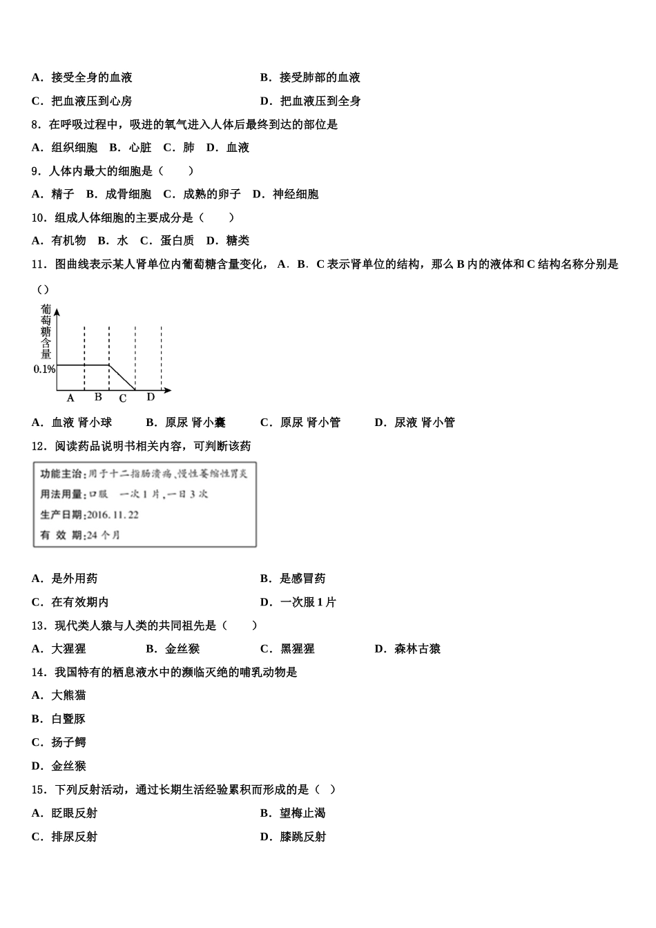 山东省淄博市张店区2025届生物七下期末经典试题含解析_第2页