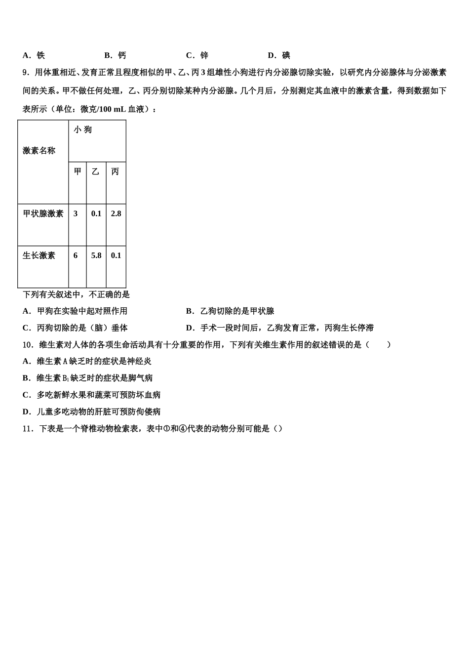 山东省菏泽定陶县联考2025年生物七年级第二学期期末教学质量检测模拟试题含解析_第2页