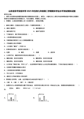 山东省东平实验中学2025年生物七年级第二学期期末学业水平测试模拟试题含解析