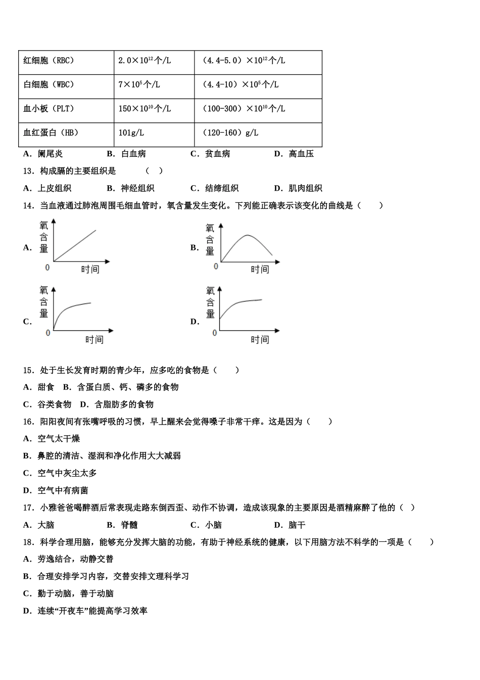 2024-2025学年山东省青岛市市南区生物七年级第二学期期末统考模拟试题含解析_第3页