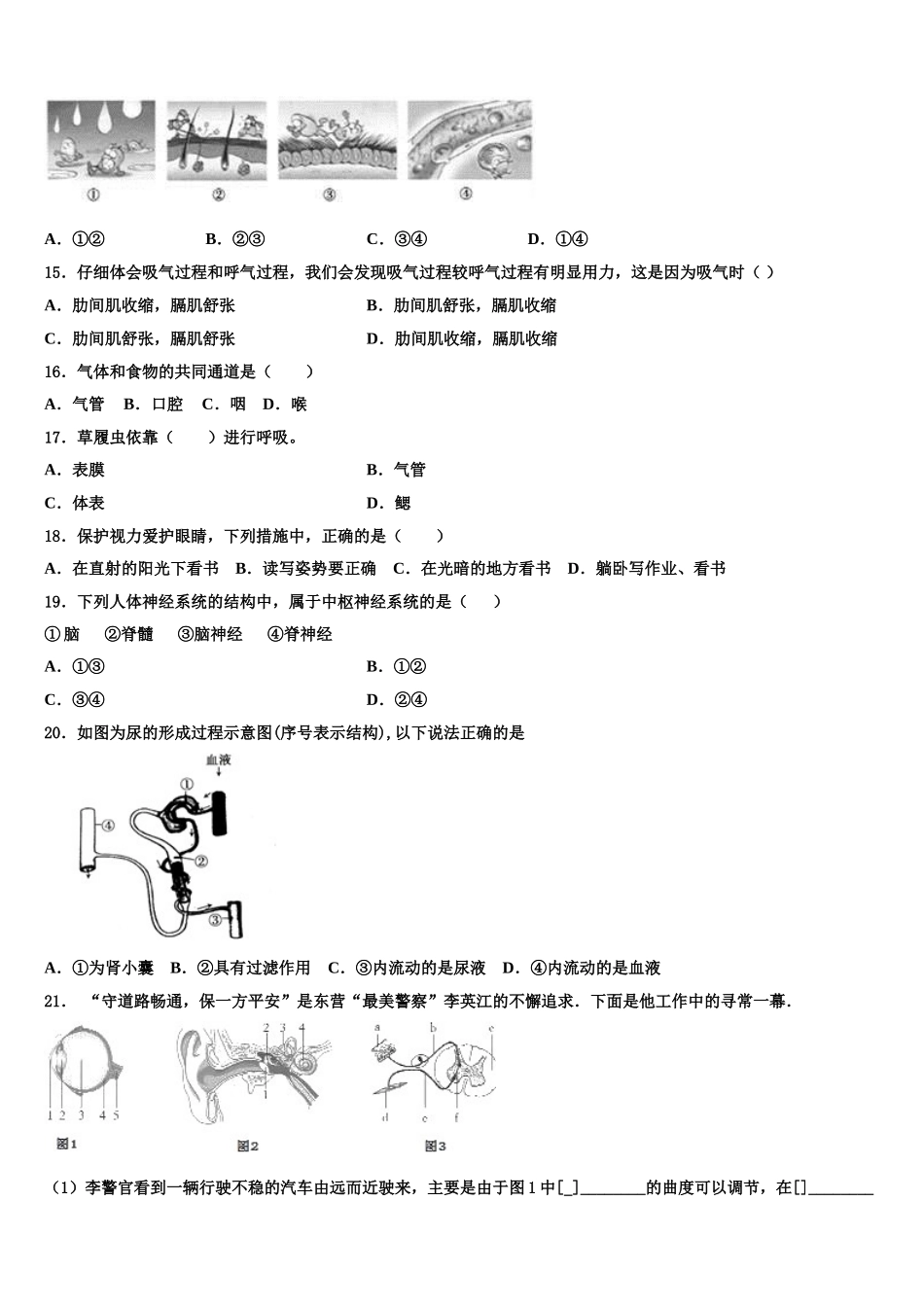 山东广饶县2025年生物七下期末调研试题含解析_第3页