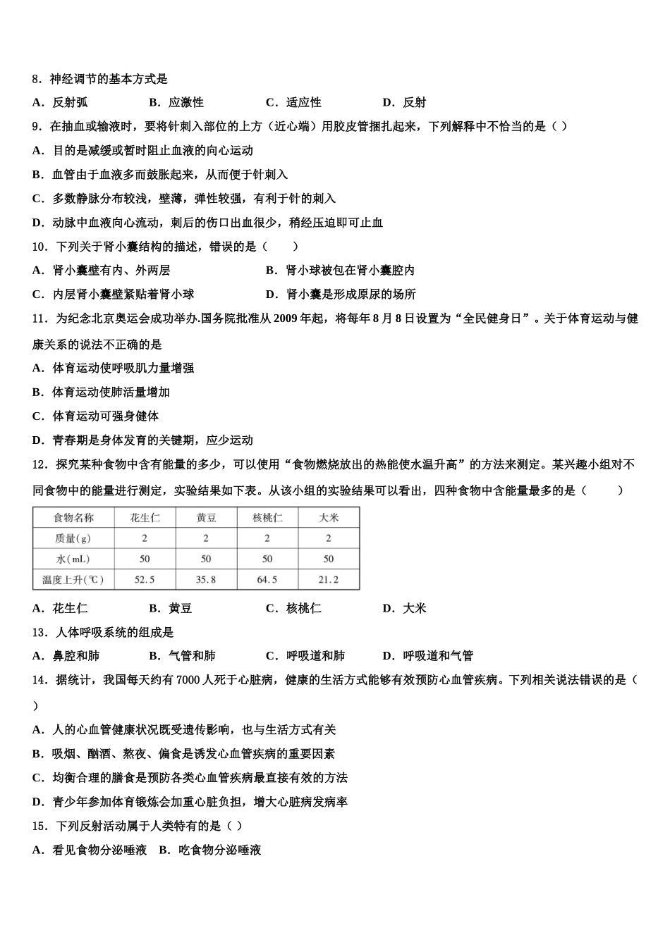 2025届山东省济南市济阳县生物七下期末经典模拟试题含解析_第2页
