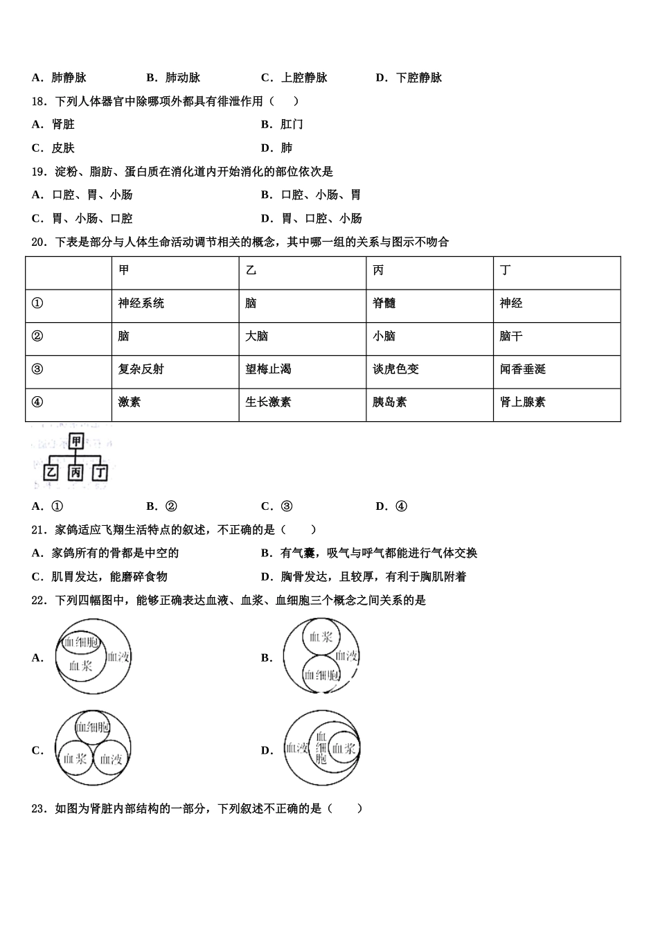 2024-2025学年山东省青岛市南区七年级生物第二学期期末经典模拟试题含解析_第3页