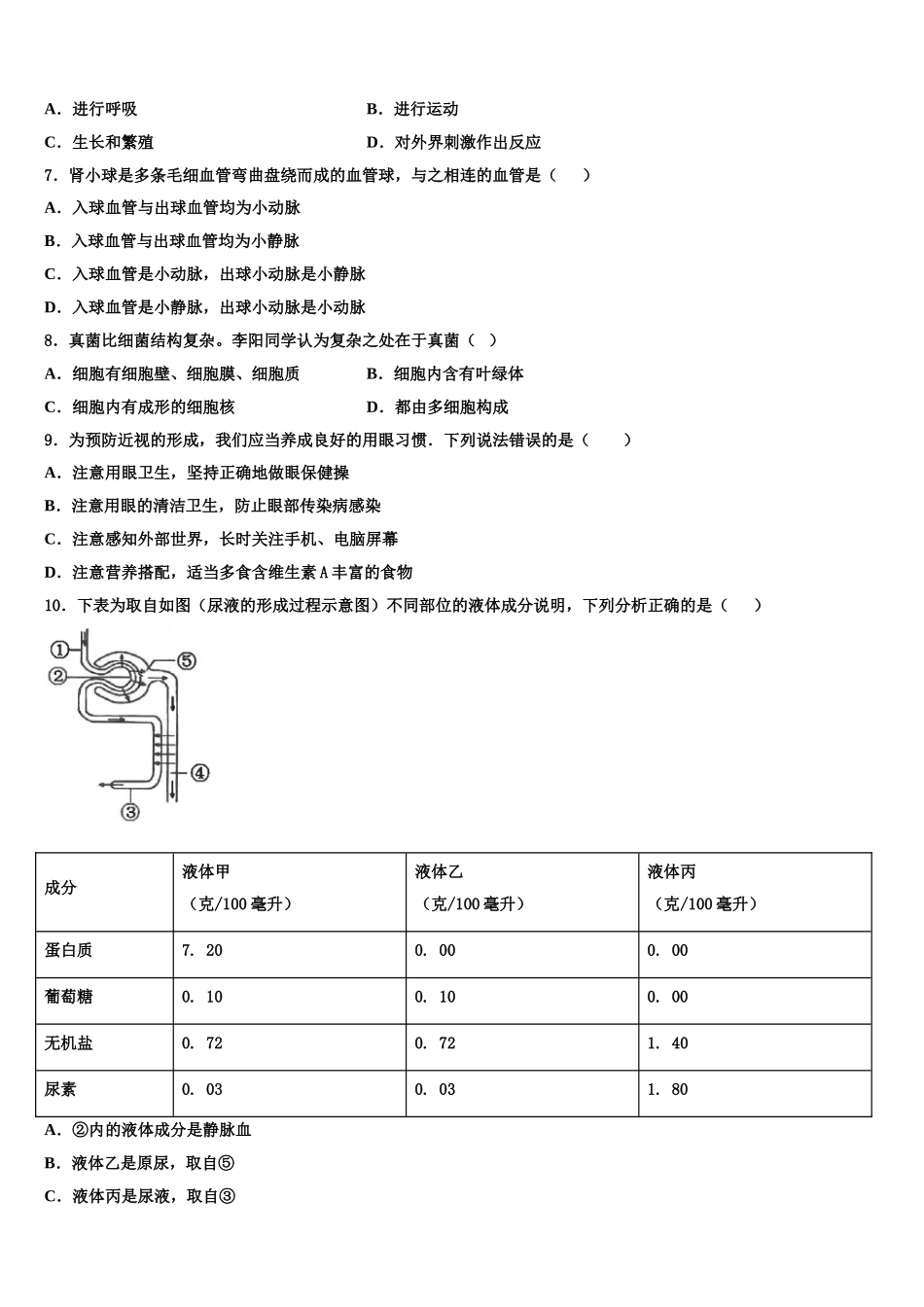 2025年山东省青岛市李沧、平度、西海岸、胶州七年级生物第二学期期末统考模拟试题含解析_第2页