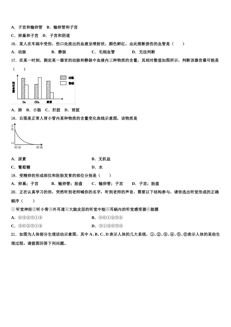 山东省16地市2025年七年级生物第二学期期末调研模拟试题含解析_第3页