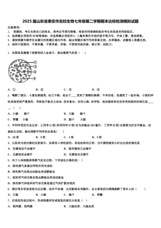 2025届山东省泰安市名校生物七年级第二学期期末达标检测模拟试题含解析