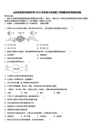 山东省日照市实验中学2025年生物七年级第二学期期末统考模拟试题含解析