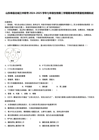 山东单县北城三中联考2024-2025学年七年级生物第二学期期末教学质量检测模拟试题含解析