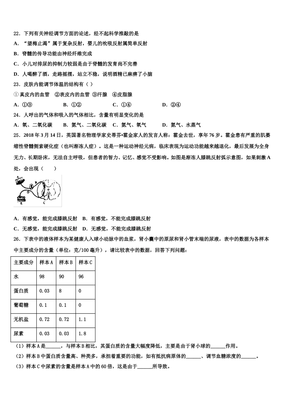 山东省临沂市费县2025届生物七下期末质量检测试题含解析_第3页