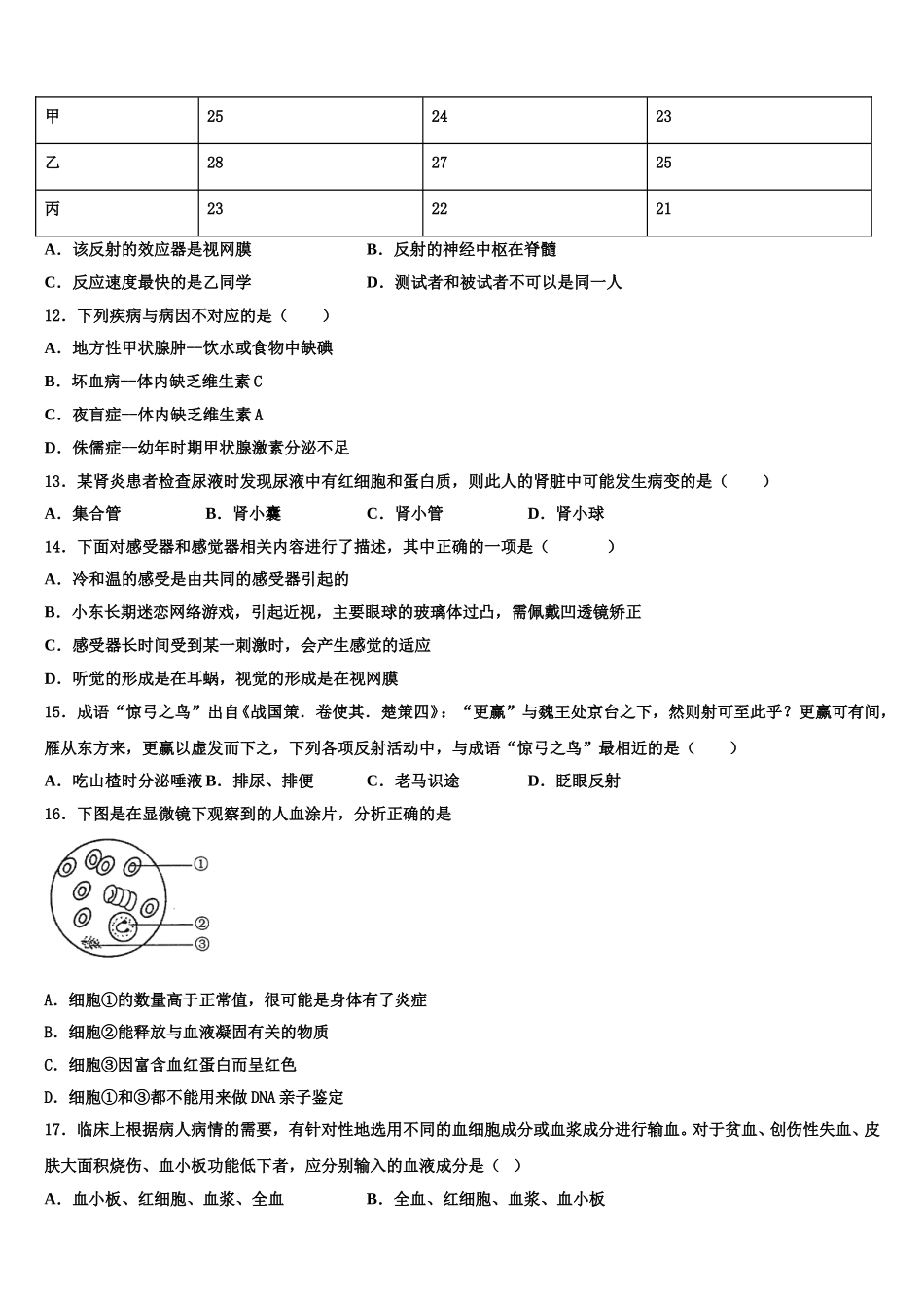 山东省郯城县2025年生物七年级第二学期期末达标检测模拟试题含解析_第3页